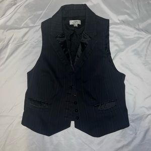 Black Loft Button-Up Formal Vest with Pockets and Collar